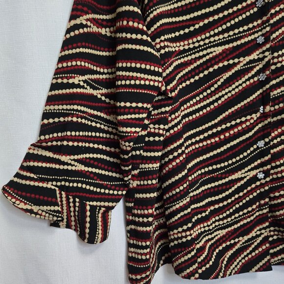 COVINGTON 3/4 Sleeve, Multicolor Bead Print Button Front Blouse. - Picture 2 of 5